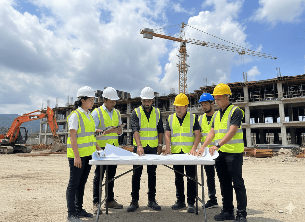 The elegant interior of a high-end residential project in Guwahati, showcasing quality finishing.