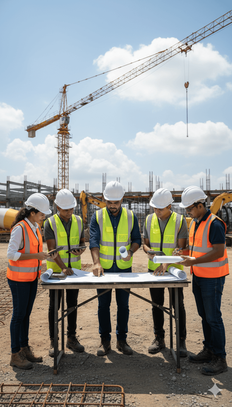 A large-scale commercial building under construction by the best construction company in Assam.